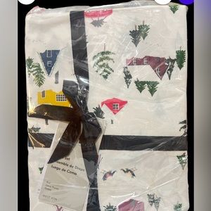 West Elm Full Organic Cotton Percale Holiday Lodge Sheet Set used